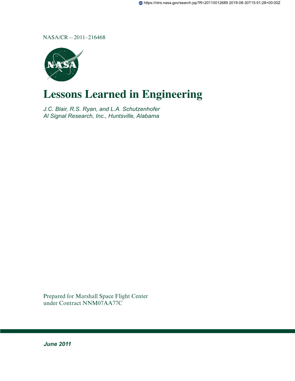 Lessons Learned in Engineering J.C