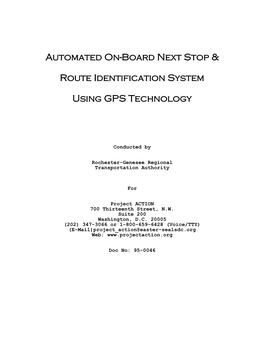 Automated On-Board Next Stop & Route Identification System Using GPS Technology