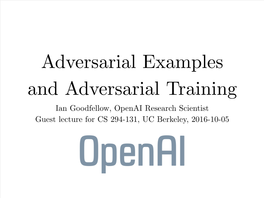 Ian Goodfellow, Openai Research Scientist Guest Lecture for CS 294-131, UC Berkeley, 2016-10-05 in This Presentation