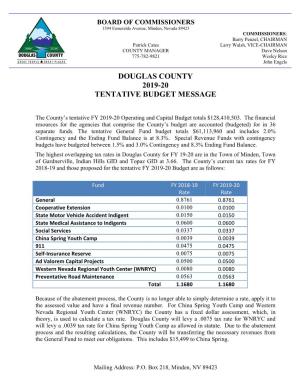 Douglas County 2019-20 Tentative Budget Message