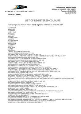 List of Registered Colours