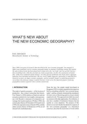 What's New About the New Economic Geography?