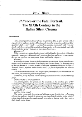 Il Fuoco Or the Fatal Portrait: the Xixth Century in the Italian Silent Cinema