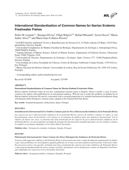 International Standardization of Common Names for Iberian Endemic Freshwater Fishes Pedro M