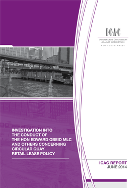 Investigation Into the Conduct of the Hon Edward Obeid MLC and Others Concerning Circular Quay Retail Lease Policy