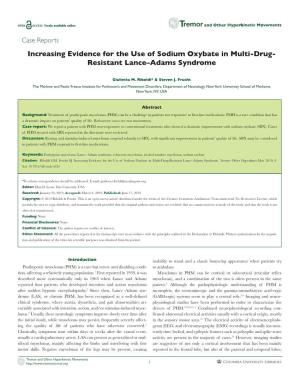 Increasing Evidence for the Use of Sodium Oxybate in Multi-Drug- Resistant Lance–Adams Syndrome