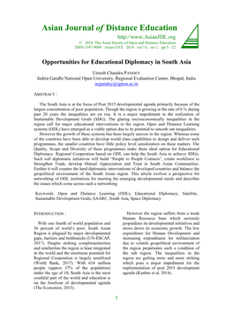 Opportunities for Educational Diplomacy in South Asia