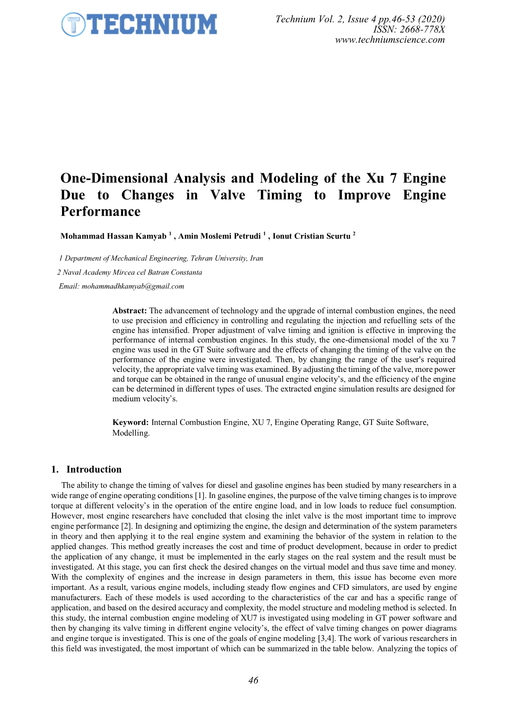 One-Dimensional Analysis and Modeling of the Xu 7 Engine Due to Changes in Valve Timing to Improve Engine Performance