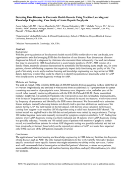 Detecting Rare Diseases in Electronic Health Records Using Machine Learning and Knowledge Engineering: Case Study of Acute Hepatic Porphyria