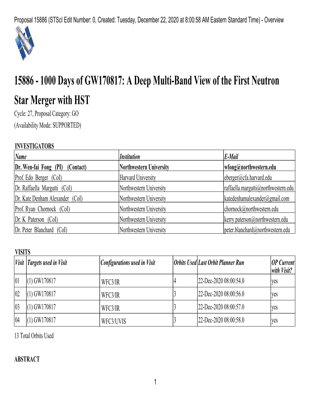 15886 (Stsci Edit Number: 0, Created: Tuesday, December 22, 2020 at 8:00:58 AM Eastern Standard Time) - Overview