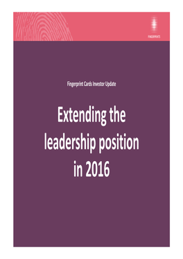 Extending the Leadership Position in 2016 Disclaimer Slide
