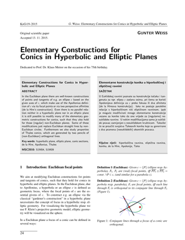 Elementary Constructions for Conics in Hyperbolic and Elliptic Planes