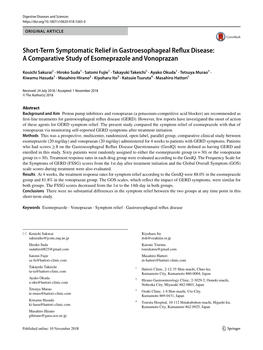 Short-Term Symptomatic Relief in Gastroesophageal Reflux Disease