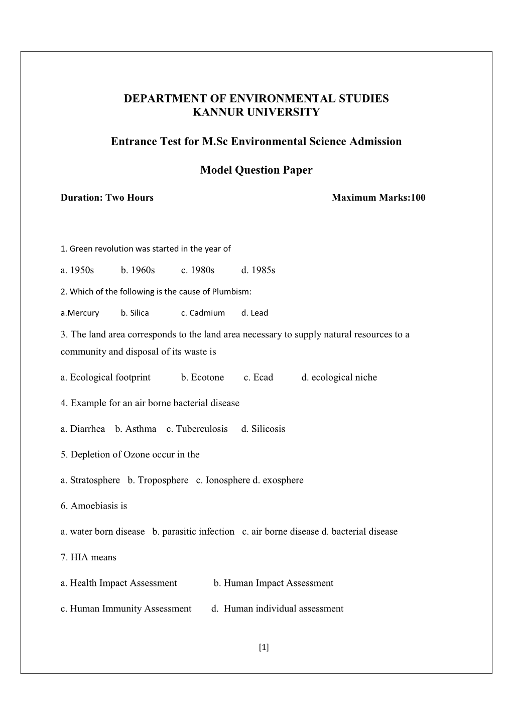 Env Science Entrance Prvious.Pdf