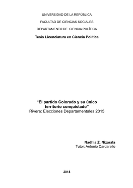 “El Partido Colorado Y Su Único Territorio Conquistado” Rivera: Elecciones Departamentales 2015