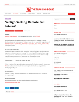 Vertigo Seeking Remote Fall Interns!