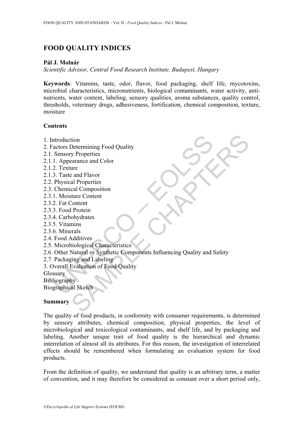 Food Quality Indices - Pal J