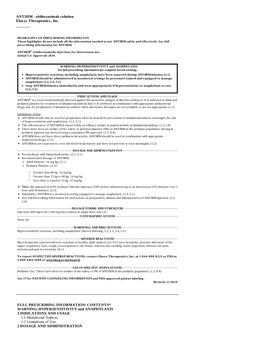 These Highlights Do Not Include All the Information Needed to Use ANTHIM Safely and Effectively. See Full Prescribing Information for ANTHIM