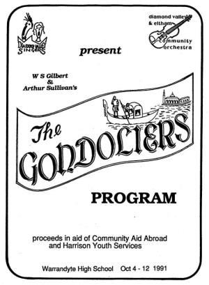 1991 the Gondoliers Show Program