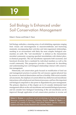 Chapter 19. Soil Biology Is Enhanced Under Soil Conservation Management