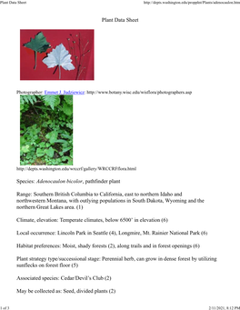 Plant Data Sheet
