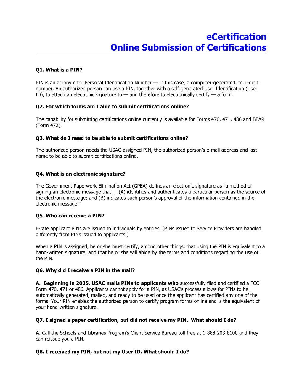 Ecertificationonline Submission of Certifications