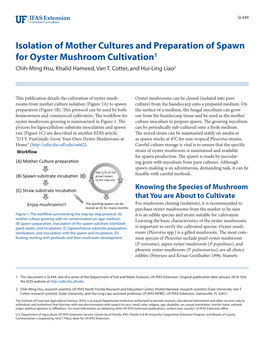 Isolation of Mother Cultures and Preparation of Spawn for Oyster Mushroom Cultivation1 Chih-Ming Hsu, Khalid Hameed, Van T