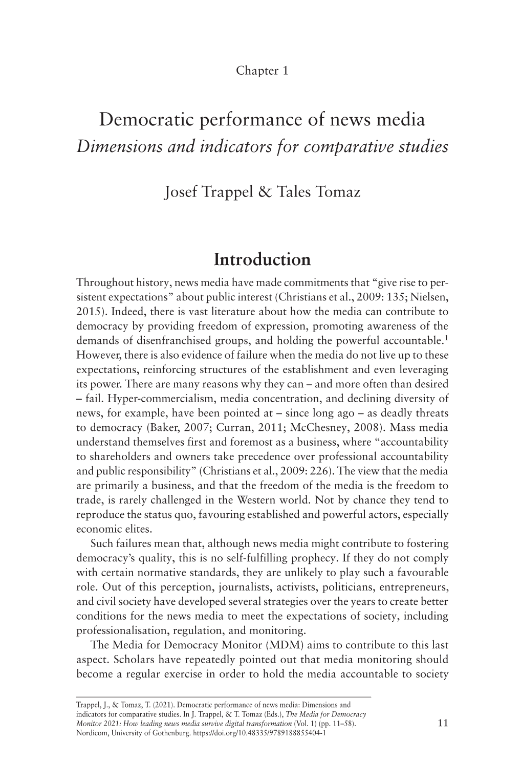 Chapter 1. Democratic Performance of News Media