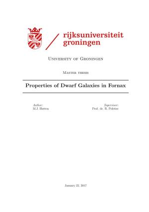 Properties of Dwarf Galaxies in Fornax