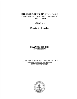 Bibliography of Stanford Computer Science Reports 1963 - 1078