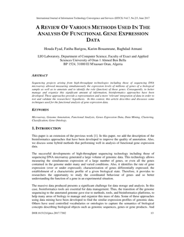A Review of Various Methods Used in the Analysis of Functional Gene Expression Data