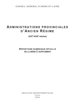 Administrations Provinciales D'ancien Régime
