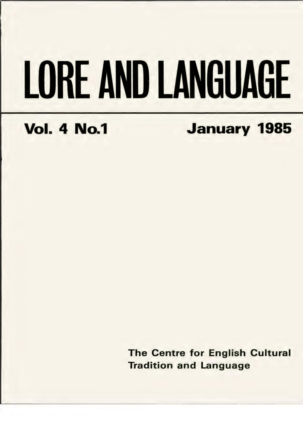 Vol. 4 No.1 January 1985