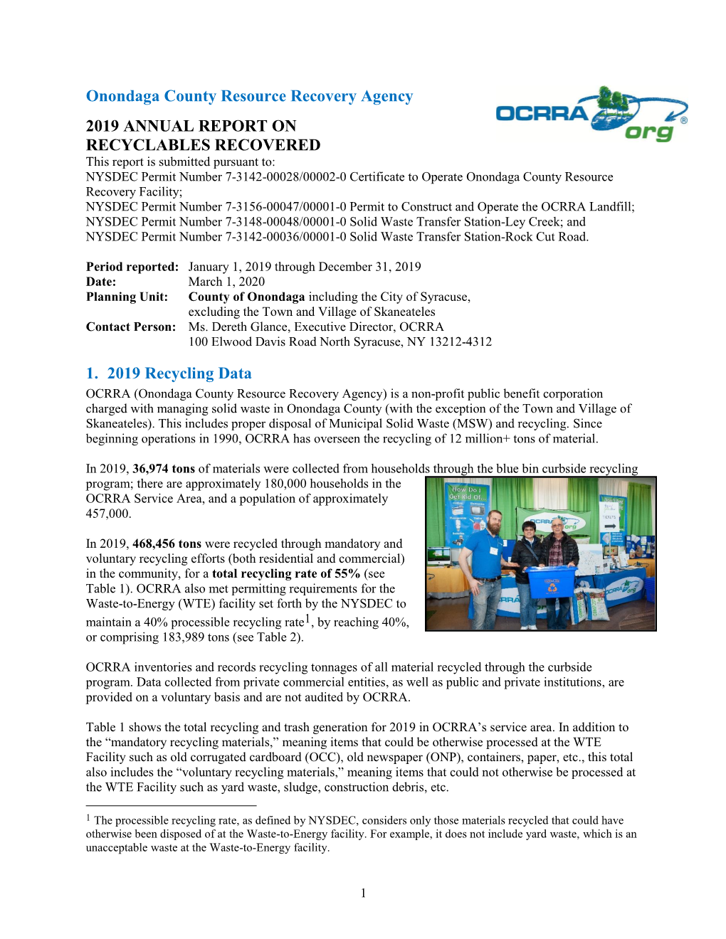 2019 Annual Report of Recyclables