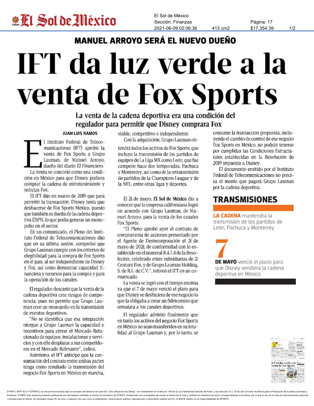 IFT Da Luz Verde a La Venta De Fox Sports