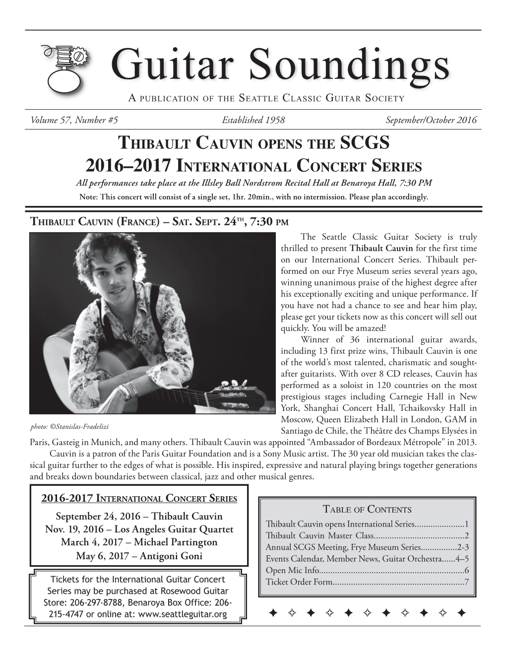 Guitar Soundings a Publication of the Seattle Classic Guitar Society