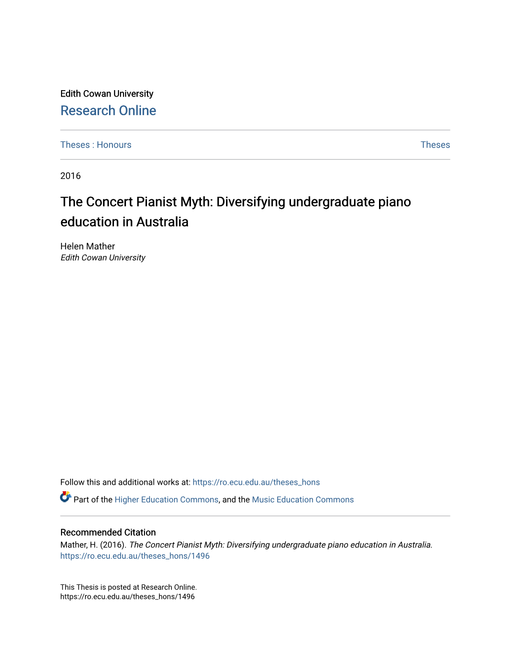 The Concert Pianist Myth: Diversifying Undergraduate Piano Education in Australia