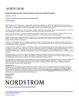 Nordstrom Opens Doors at Pacific Centre in Vancouver, British Columbia