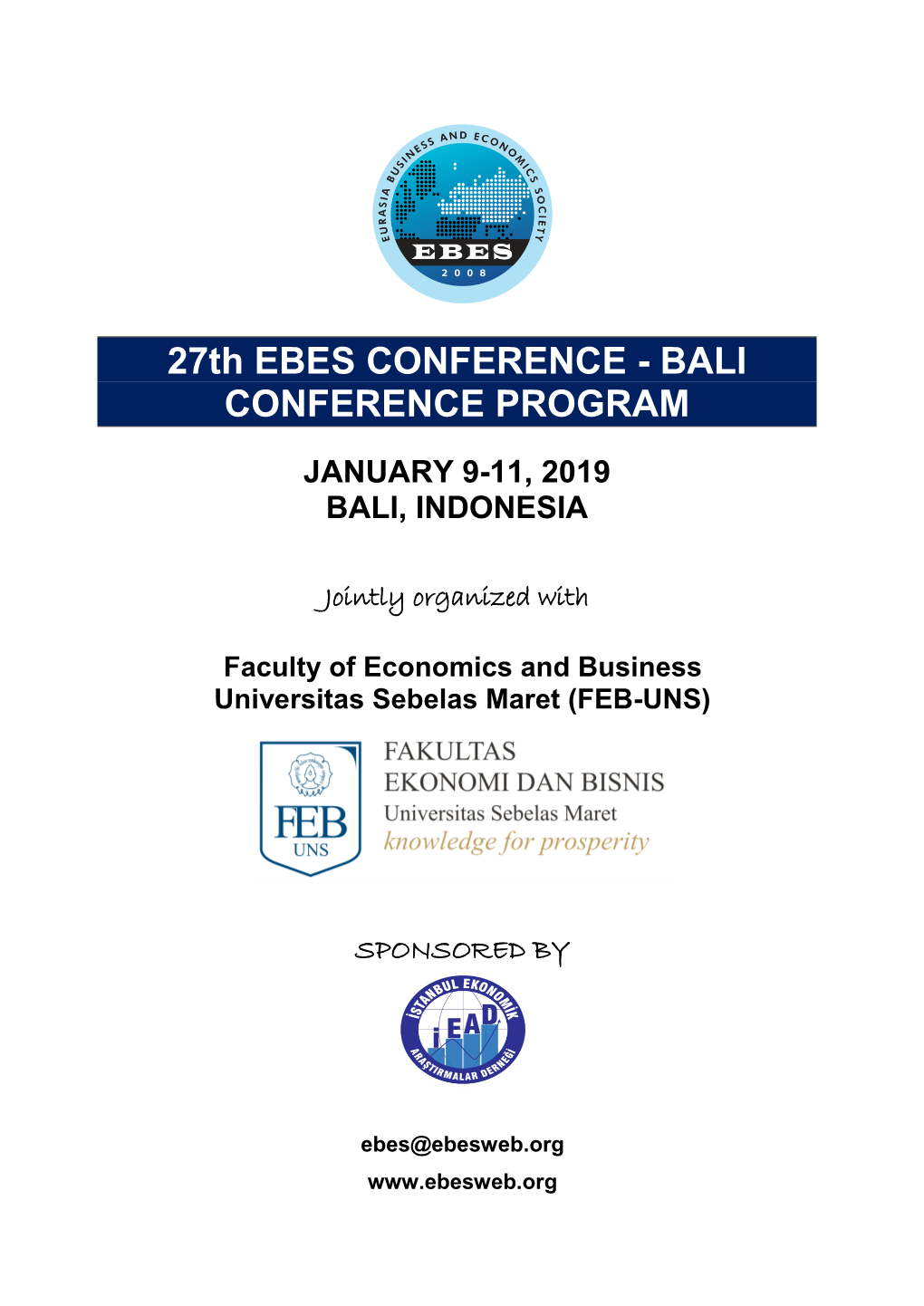 27Th EBES CONFERENCE - BALI CONFERENCE PROGRAM