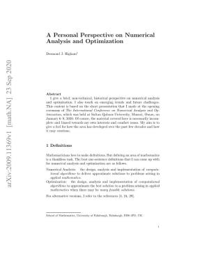 A Personal Perspective on Numerical Analysis and Optimization