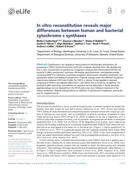 In Vitro Reconstitution Reveals Major Differences Between Human And