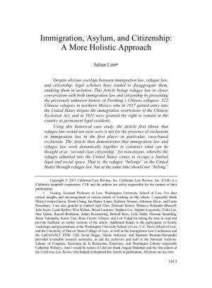 Immigration, Asylum, and Citizenship: a More Holistic Approach