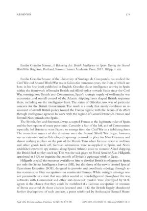 Emilio Grandío Seoane, a Balancing Act: British Intelligence in Spain During the Second World War Brighton, Portland, Toronto: Sussex Academic Press, 2017