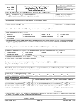 Form 211, Application for Award for Original Information