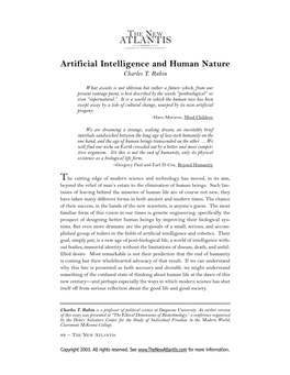 Artificial Intelligence and Human Nature Charles T