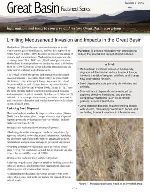 Limiting Medusahead Invasion and Impacts in the Great Basin