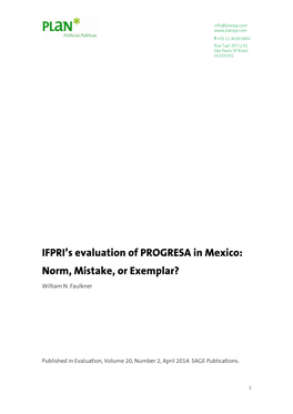 IFPRI's Evaluation of PROGRESA in Mexico: Norm, Mistake, Or Exemplar?