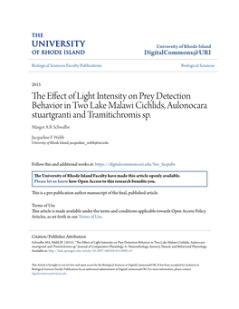 The Effect of Light Intensity on Prey Detection Behavior in Two Lake