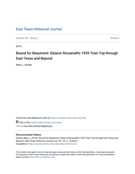 Eleanor Roosevelt's 1939 Train Trip Through East Texas and Beyond