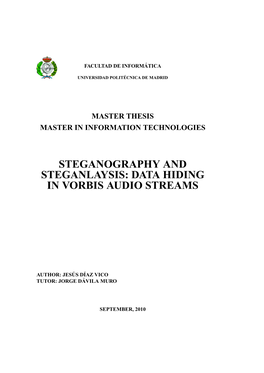 Steganography and Steganlaysis: Data Hiding in Vorbis Audio Streams